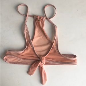 Peach mesh bikini top/cover up